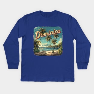 Dominica (with White and Red Lettering) Kids Long Sleeve T-Shirt